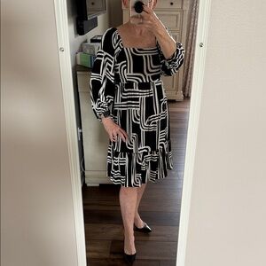 Nine West Long Sleeve Squareneck Babydoll Dress